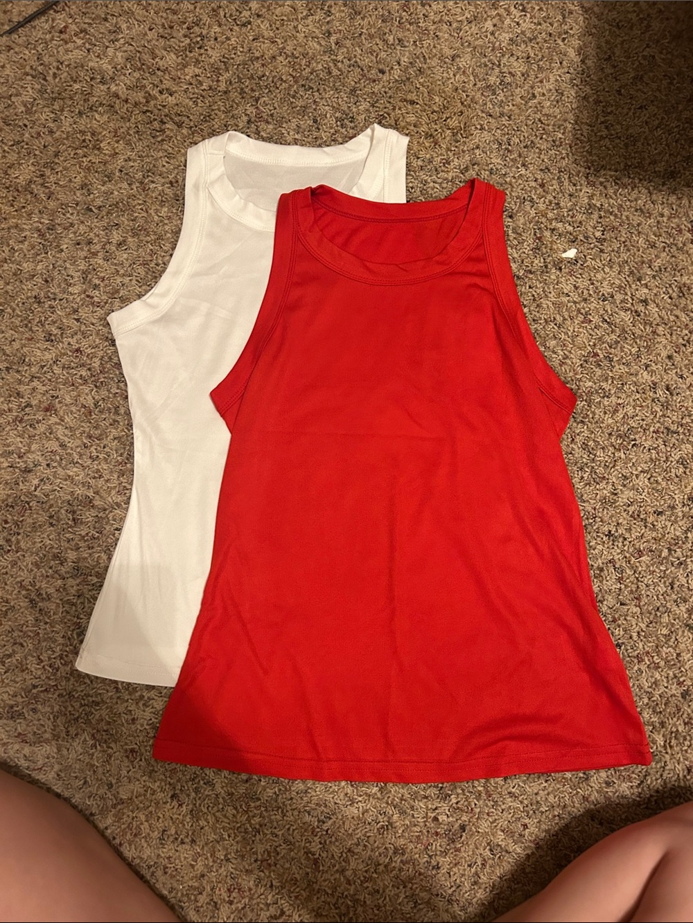Women’s White Ribbed Tank with High Neck